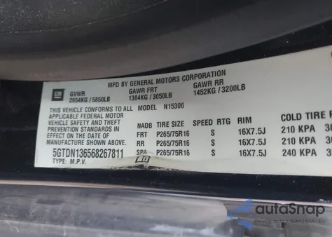 2006 Hummer H3 Suv из США, поврежденный, VIN 5GTDN136568267811